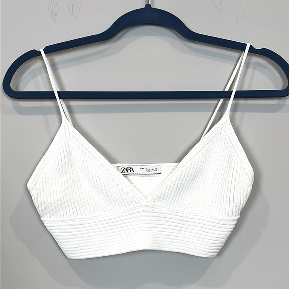 Zara Tops - Zara Women’s White Textured Ribbed White Bralette Top Size Medium